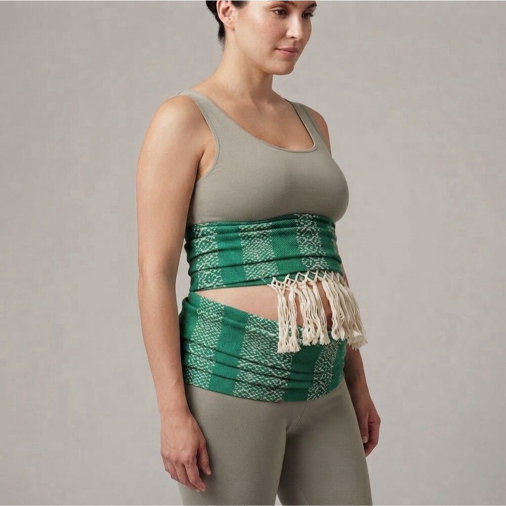 (RB2) Baby Trapoz Mexican Rebozo Scarf Emerald Green 118" Cotton Birth Support